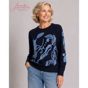 Micha Pullover blad borduring 182125 Navy Blue
